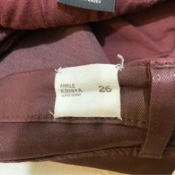 Hudson Krista Ankle Super Skinny Jeans Red Wine Waxed Stretch Tag Size 26 - Picture 10 of 10